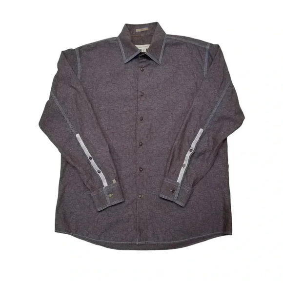 {Pronto Uomo} Men's Textured Button Down Casual Shirt - Picture 3 of 13